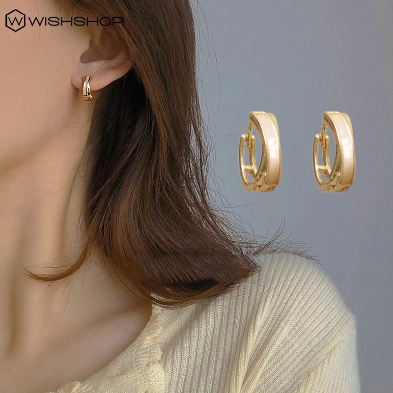 Bông Tai Hình Thánh Giá Vỏ Sò Vàng Phong Cách Hàn Quốc Cổ Điển Thời Trang Cho Nữ