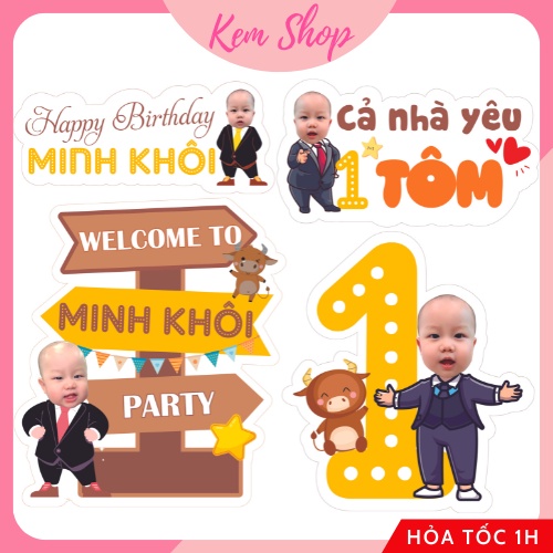 Chibi sinh nhật Kem Shop thiết kế miễn phí theo yêu cầu, chibi cho bé trai bé gái đáng yêu dễ thương - K229