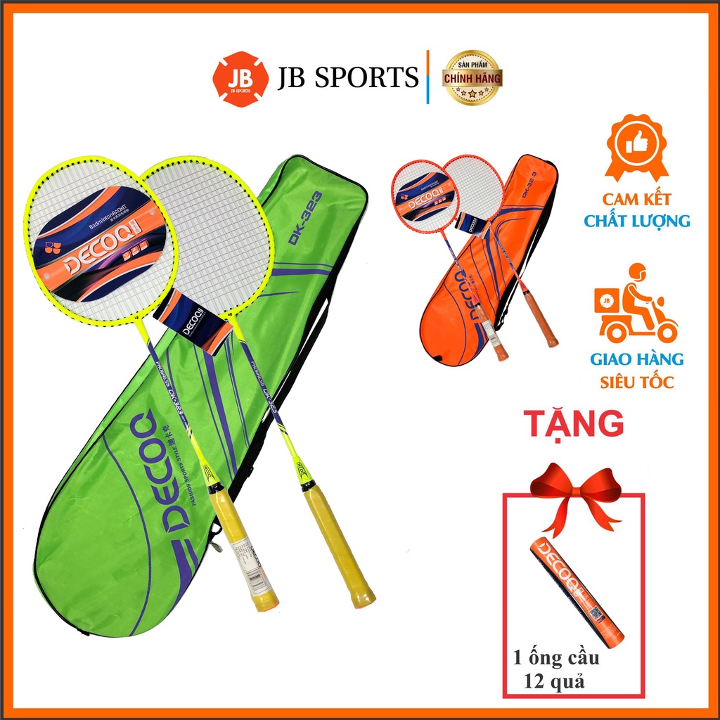 Bộ Vợt Cầu Lông Chính Hãng (2 Vợt) DECOO DK323, Cặp Vợt Cầu Lông Tốt Nhẹ Dây Căng Trợ Lực