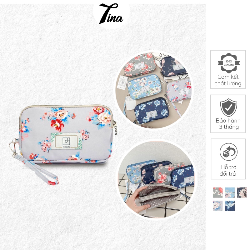 Ví nữ vải hoa dễ thương cao cấp NARCI thiết kế 2 ngăn vừa Iphone+ TINA SHOP N007