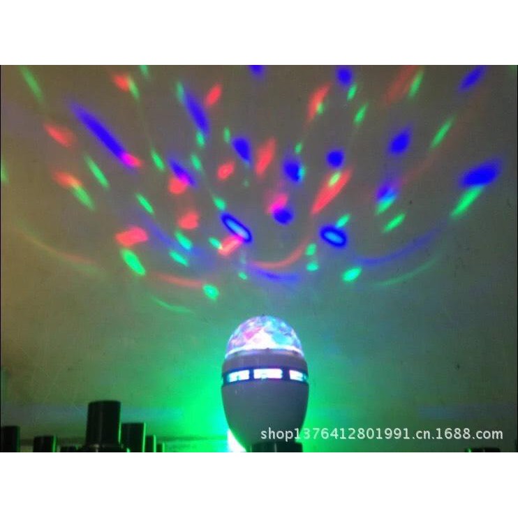 Đèn led quả cầu 3w xoay pha lê 7 màu đui E27 dùng làm đèn trang trí, đèn led karaoke, đèn led vũ trường mini shopaha247
