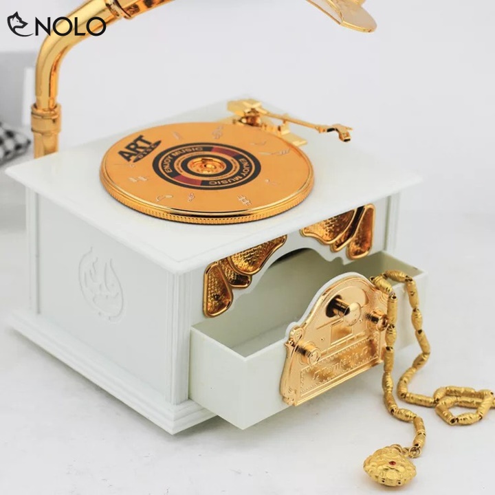 Hộp Phát Nhạc Music Trinket Box Gramophone Phong Cách Máy Chạy Đĩa Cổ Điển Retro Chất Liệu Nhựa ABS