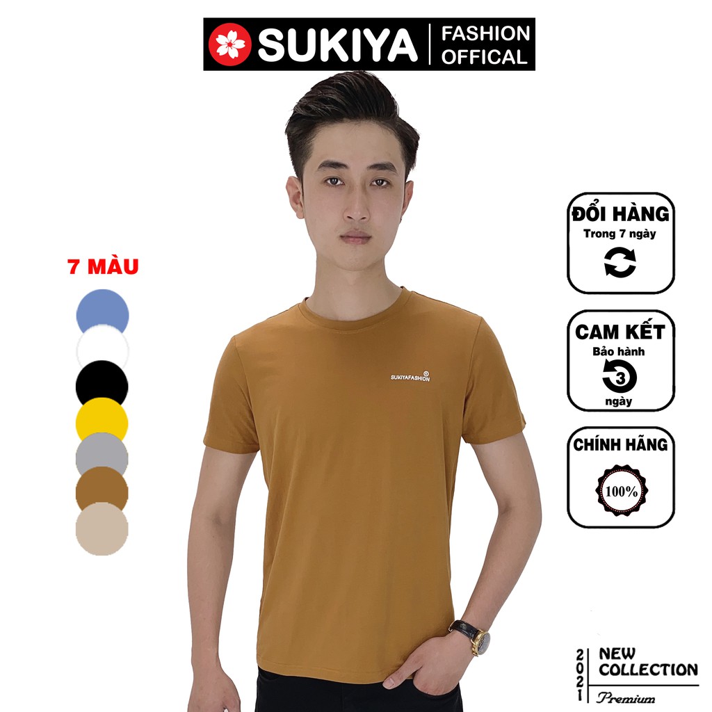 Áo thun nam hàng hiệu SUKIYA cao cấp chất 100% cotton co dãn 4 chiều AT03