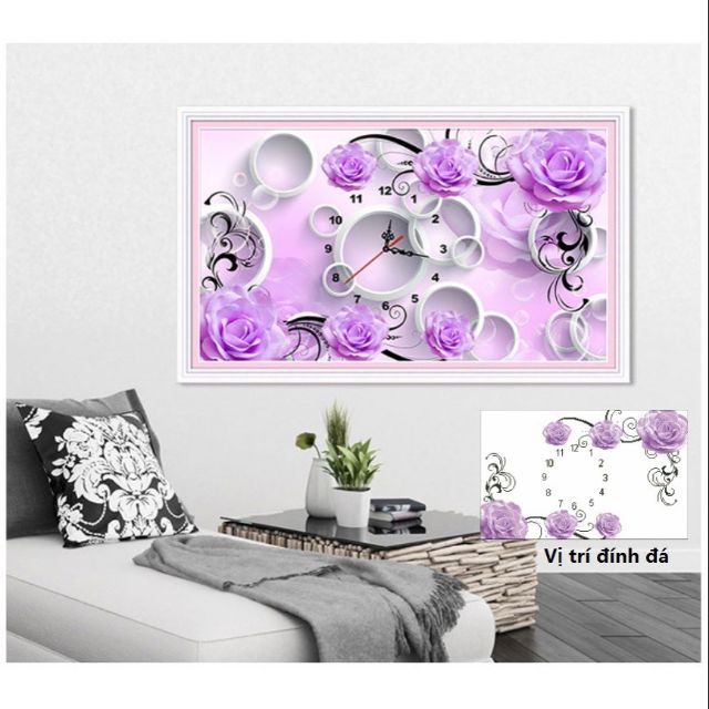 Tranh đính đá đồng hồ y8025 : 80x53