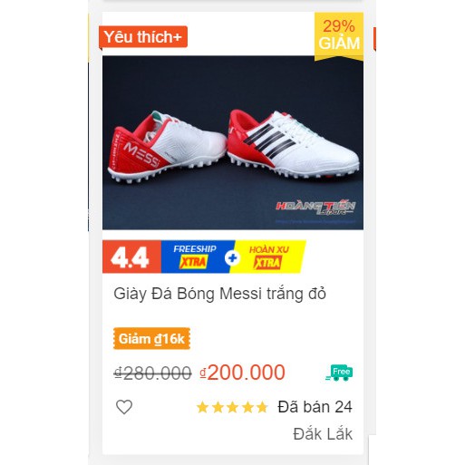 Giày Đá Bóng Messi trắng đỏ