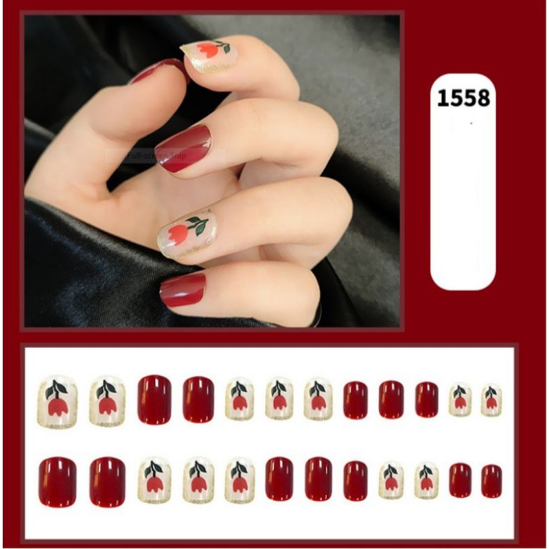 bộ 24 móng tay giả kèm keo