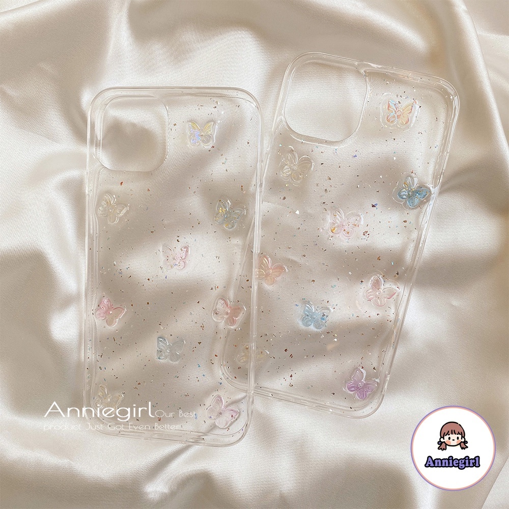 Ốp Điện Thoại TPU Mềm Hình Bướm 3D Lấp Lánh Cho IPhone 14 13 12 11 Pro Max X XS XR 8 7 Plus