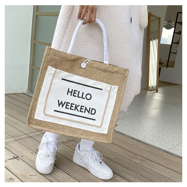 TÚI CÓI ĐI BIỂN HELLO WEEKEND THỜI TRANG SIÊU PHẨM MÙA HÈ 2021 MÀU TRẮNG