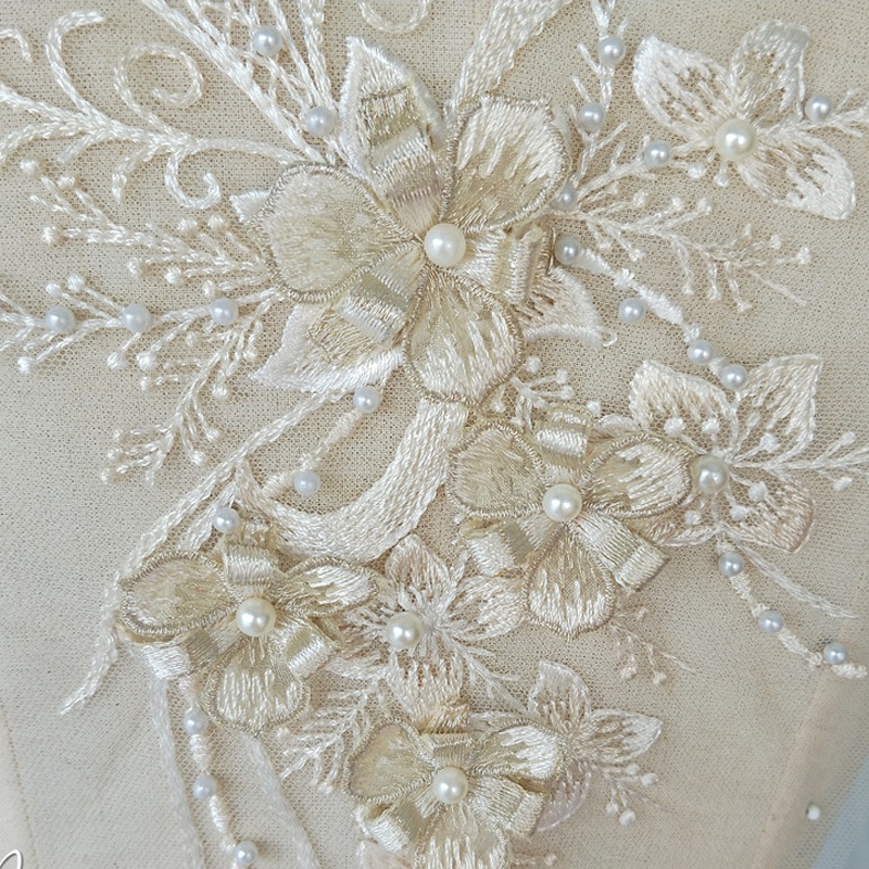 1 Miếng Vải Ren Thêu Hoa 32 * 16cm