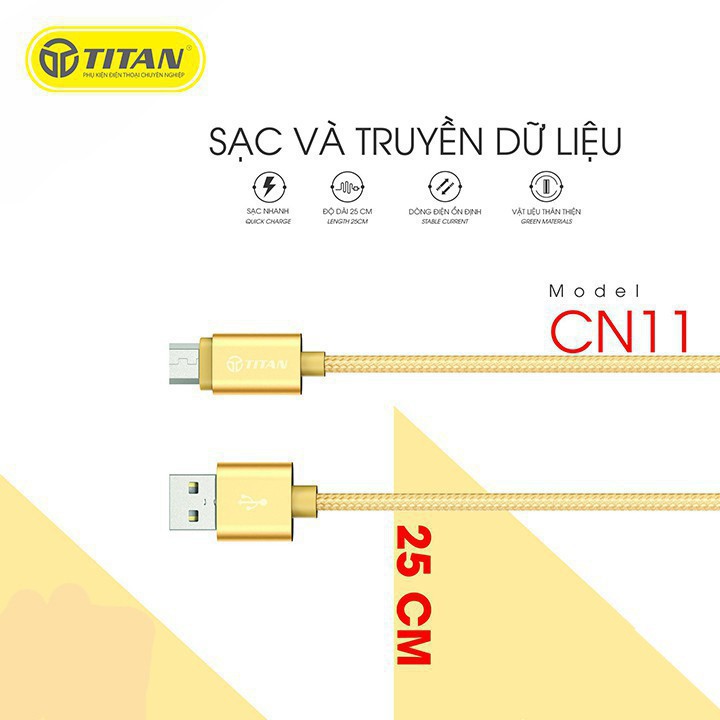 Cáp Ngắn 25cm Dây Dù Chân Micro TITAN CN11 - Bảo hành 12 tháng 1 đổi 1