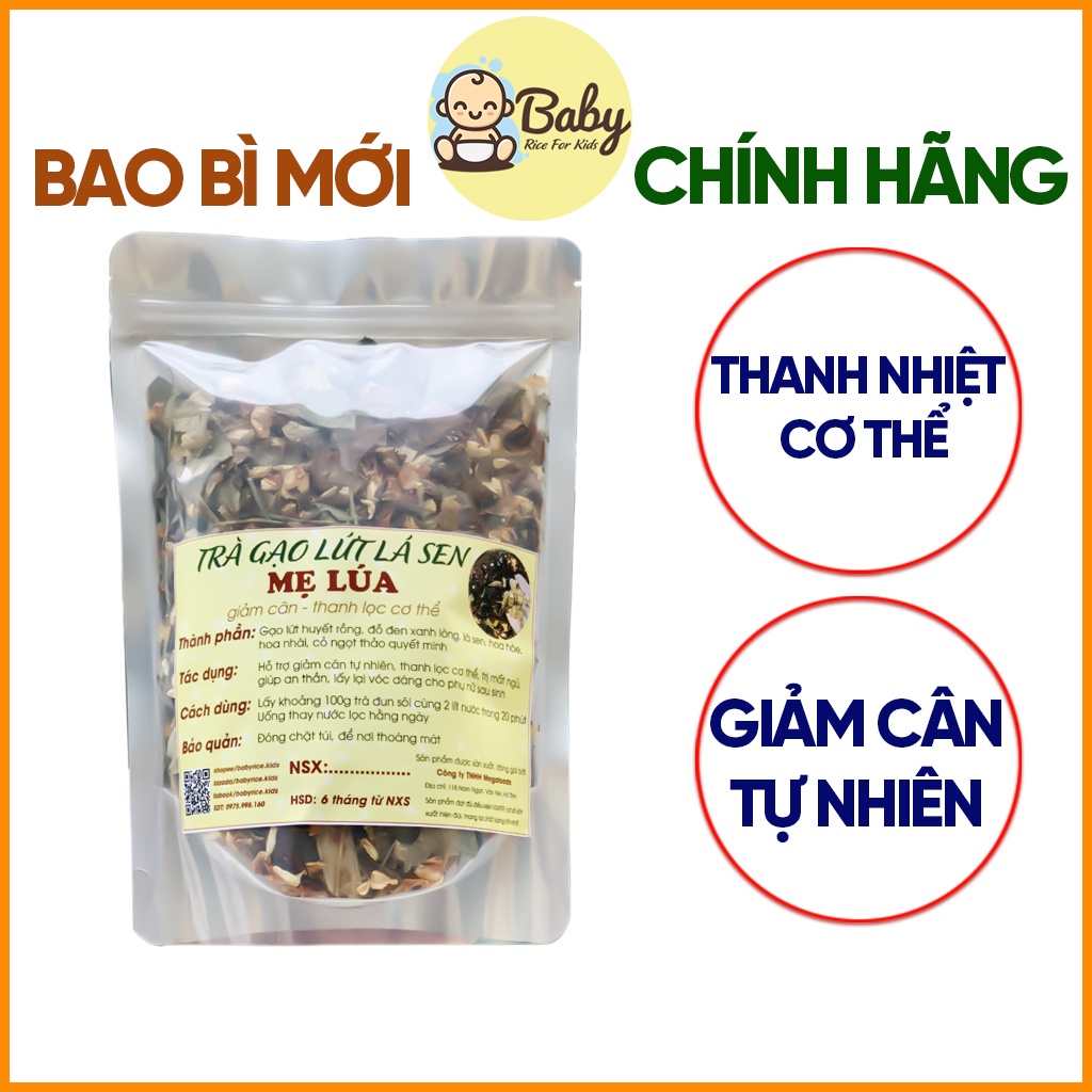 Trà Gạo Lứt Giảm Cân Tự Nhiên Từ Lá Sen Đỗ Đen Hoa Nhài Thanh Lọc Cơ Thể Đẹp Dáng Đẹp Da Mẹ Lúa BabyRice Kids