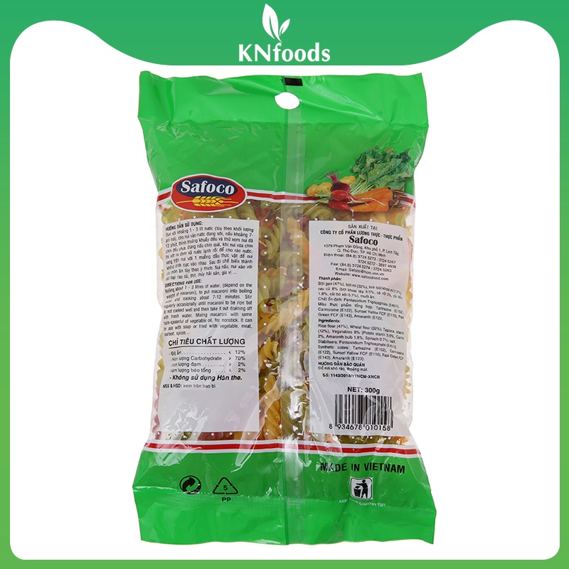 Nui xoắn rau củ safoco gói 300g (HSD: tháng 3/2022) | BigBuy360 - bigbuy360.vn