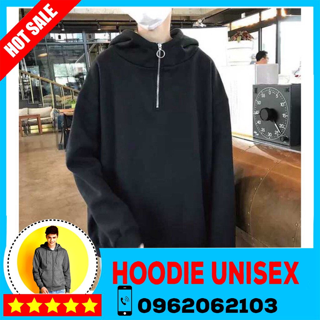 (HOOIDE) Áo Hoodie Trơn Phối Zip 3 Màu 4size M,L,XL,XXL ( kèm ảnh thật ) | BigBuy360 - bigbuy360.vn