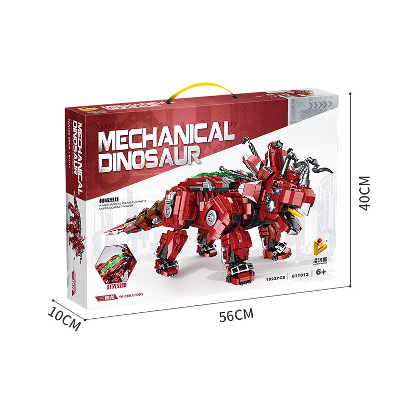 Đồ chơi Lắp ráp Khủng long máy Tam giác long, Panlos 611012 Triceratop Dinosaur, Xếp hình thông minh