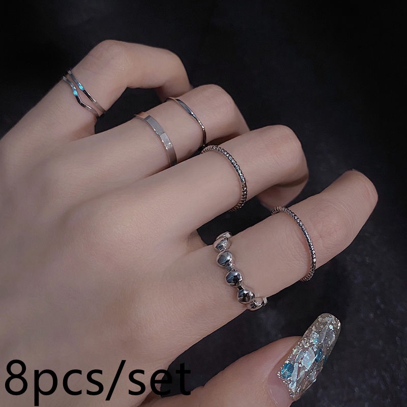 Bộ 8 nhẫn đeo khớp ngón tay thời trang sang trọng cho nữ