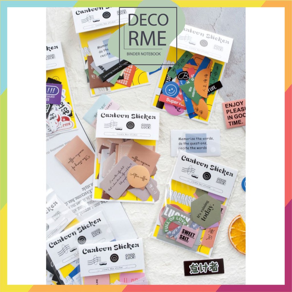 DecorMe Sticker cartoon set 30 hình dán dễ thương trang trí sổ, phụ kiện văn phòng phẩm