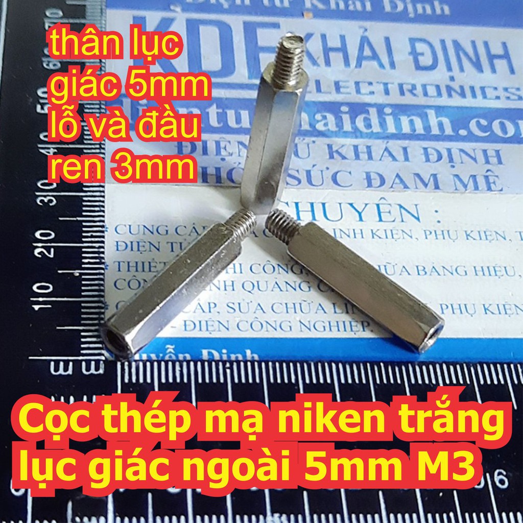 Cọc thép cột sắt mạ niken trắng lục giác ngoài 5mm M3 Đ-C các cỡ 6mm ~ 30mm kde7438