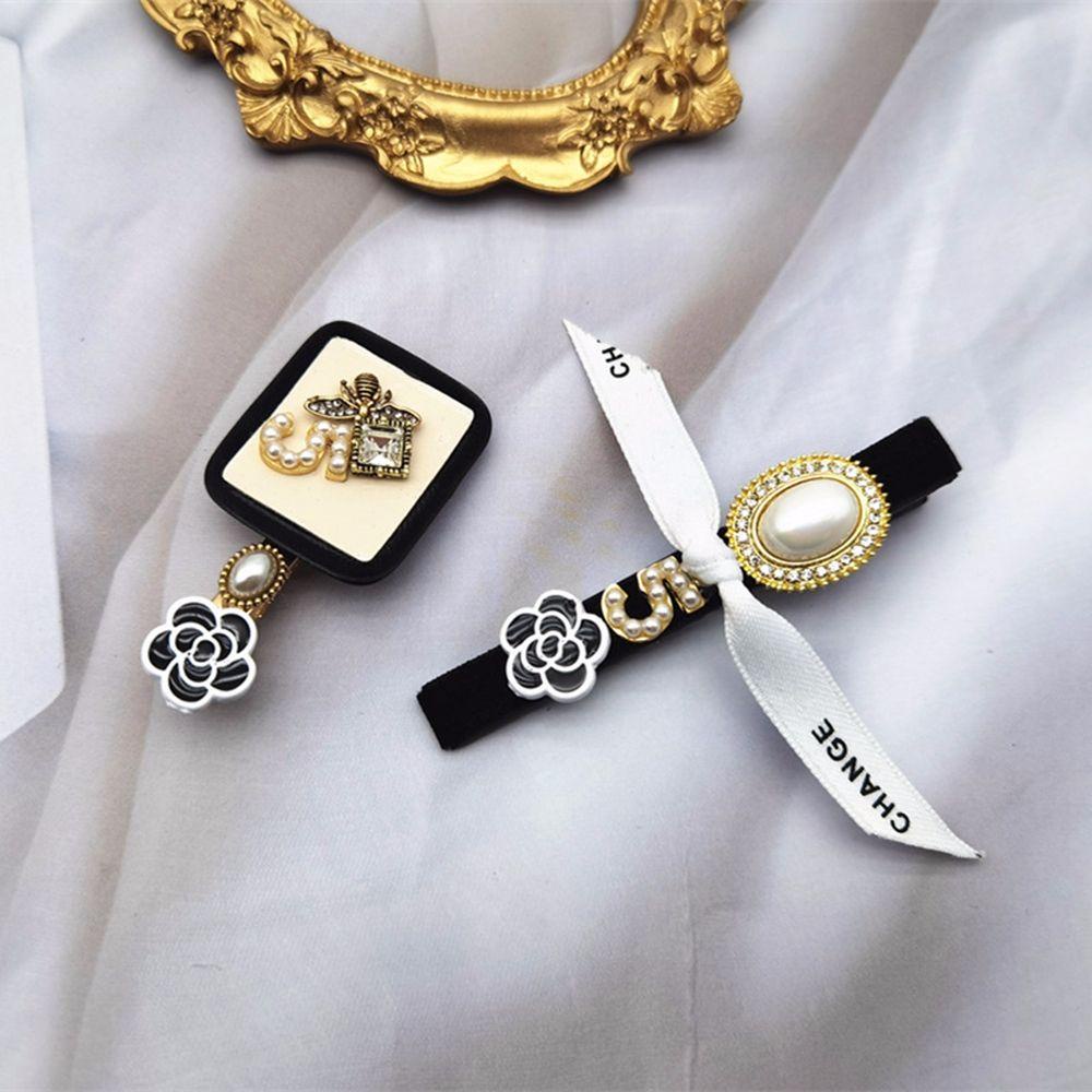 EXPEN Kẹp Tóc Nơ Bằng Da PU Đính Kim Loại Phong Cách Hàn Quốc Ngọt Ngào