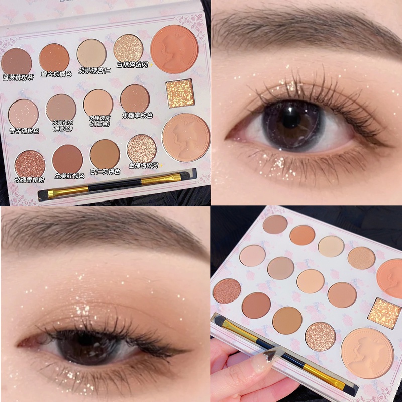 Sweet mint Bảng phấn mắt má hồng bắt sáng Sunset BEAUTY 15 màu mềm lung linh