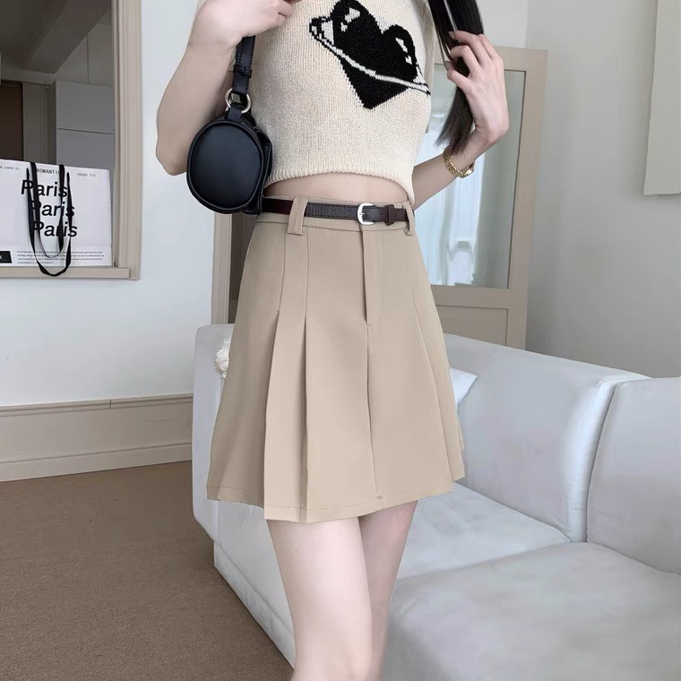 Chân Váy Xếp Ly Kèm Thắt Lưng
