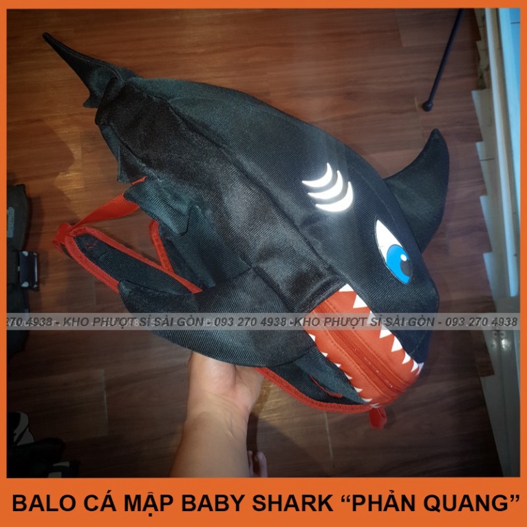 CHỌN MÀU - [GIÁ SỈ] Balo cá mập phản quang đựng mũ bảo hiểm siêu cá tính - Balo cặp xách cá mập Babe Shark 3D phẩn quang