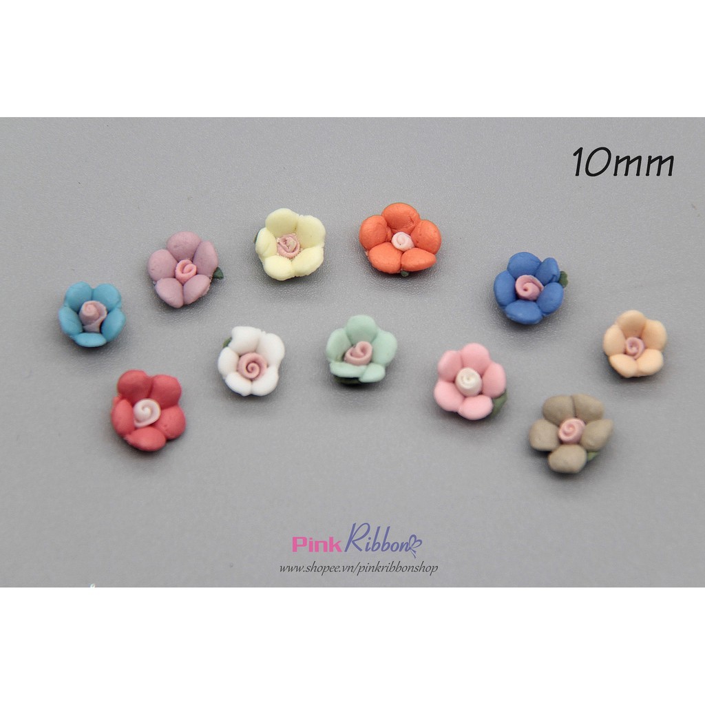Hoa gốm nhí cỡ 10mm - Set 10 bông