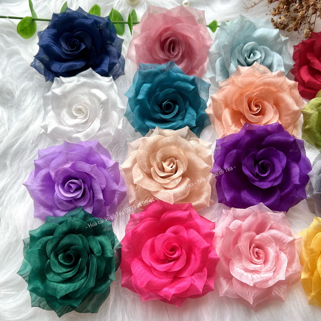Hoa hồng cài áo, hoa handmade cao cấp hoa cài áo váy phụ kiện ghim cài đẹp - TEA005
