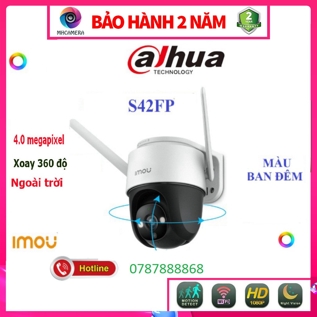 [Độ Nét Cao] Camera  4M 2K PTZ (XOAY) Ngoài Trời WIFI IMOU S42FP S22FP CRUISER 1080P Màu Ban Đêm Thông Minh A22ep F22P