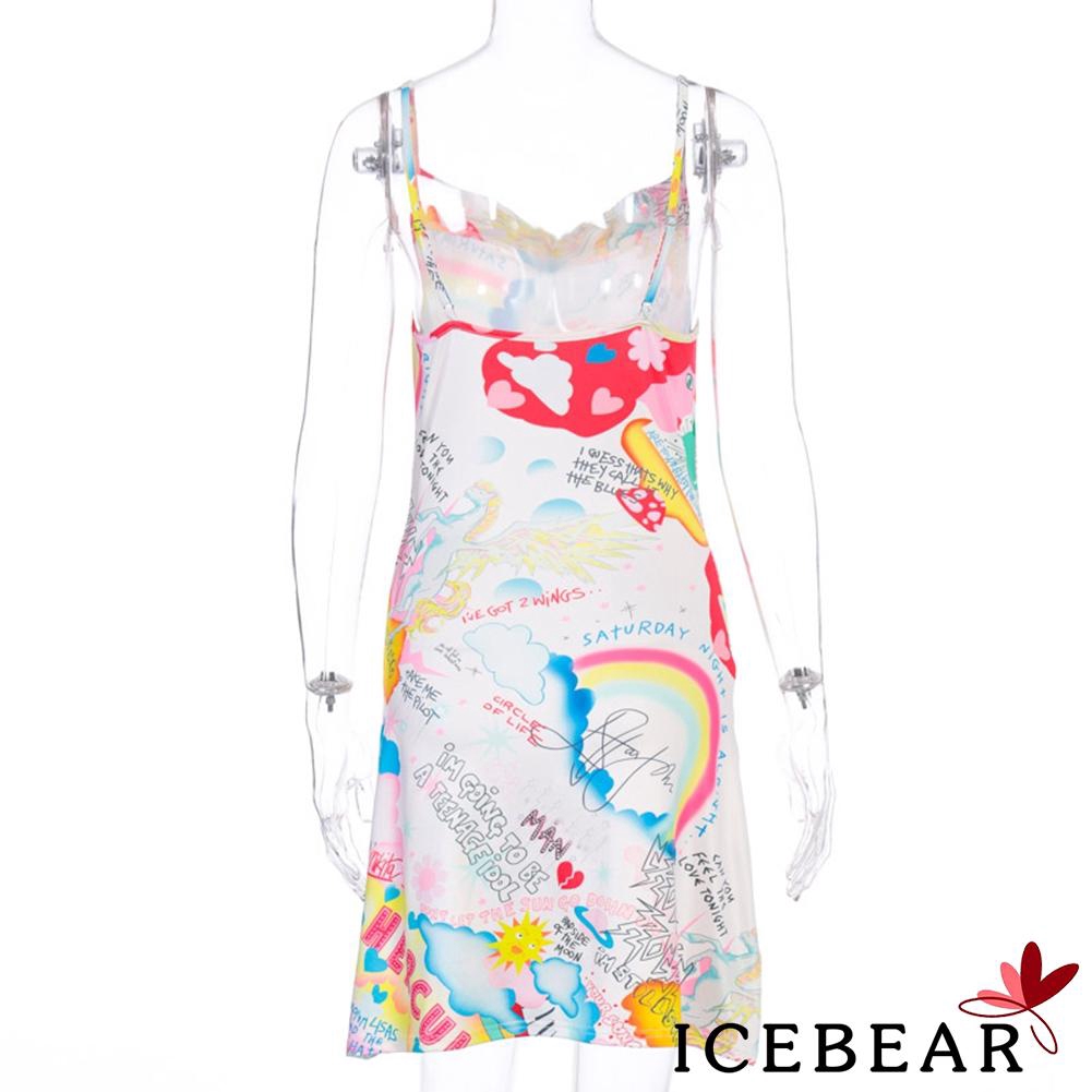 Đầm Sát Nách Hở Lưng Hoạ Tiết Graffiti Cho Phái Nữ