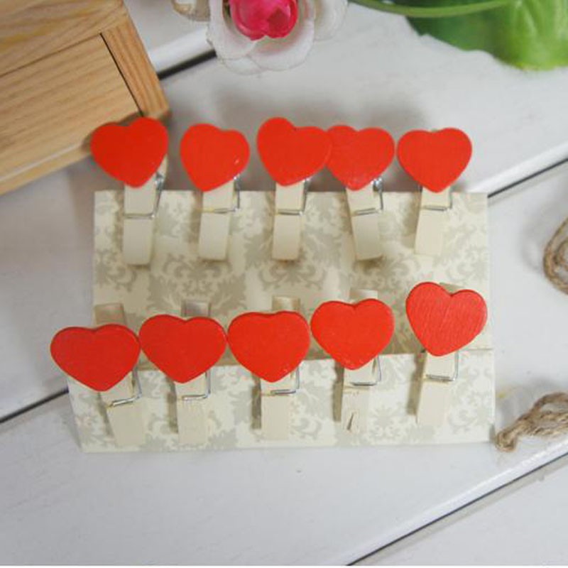 Bộ kẹp ảnh bằng gỗ phối hình trái tim xinh xắn