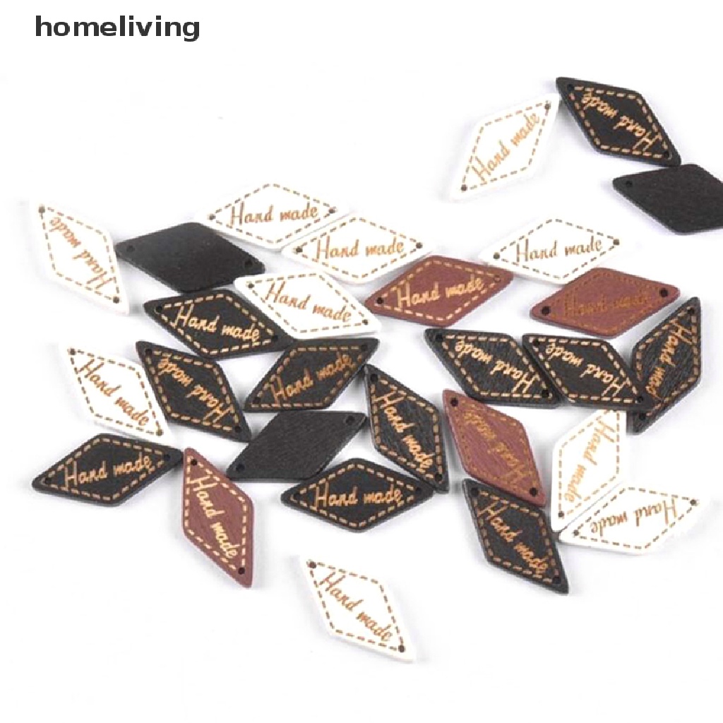 Set 50 Nút Gỗ Khắc Chữ &quot;Hand Made&quot; Làm Thủ Công