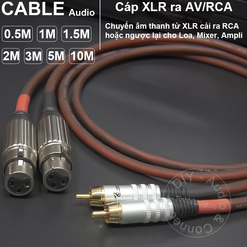 Cáp XLR sang RCA DIY 0.5M đến 5M - RCA to XLR female cable 2 wire