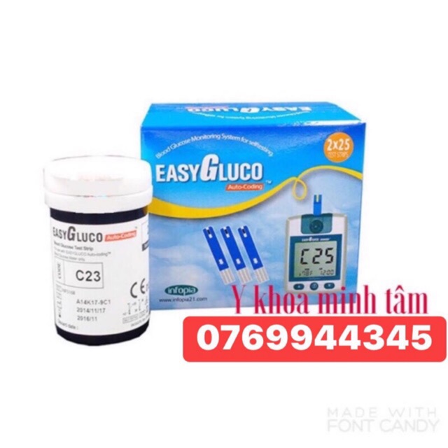 Que thử đường huyết Easy Gluco ( hộp 2 lọ 25 que ) (date mới nhất)