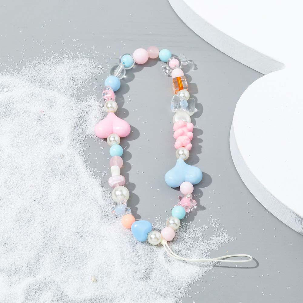 Dây Đeo Điện Thoại Xâu Hạt Nhựa Acrylic Thủ Công Hình Trái Tim Độc Đáo