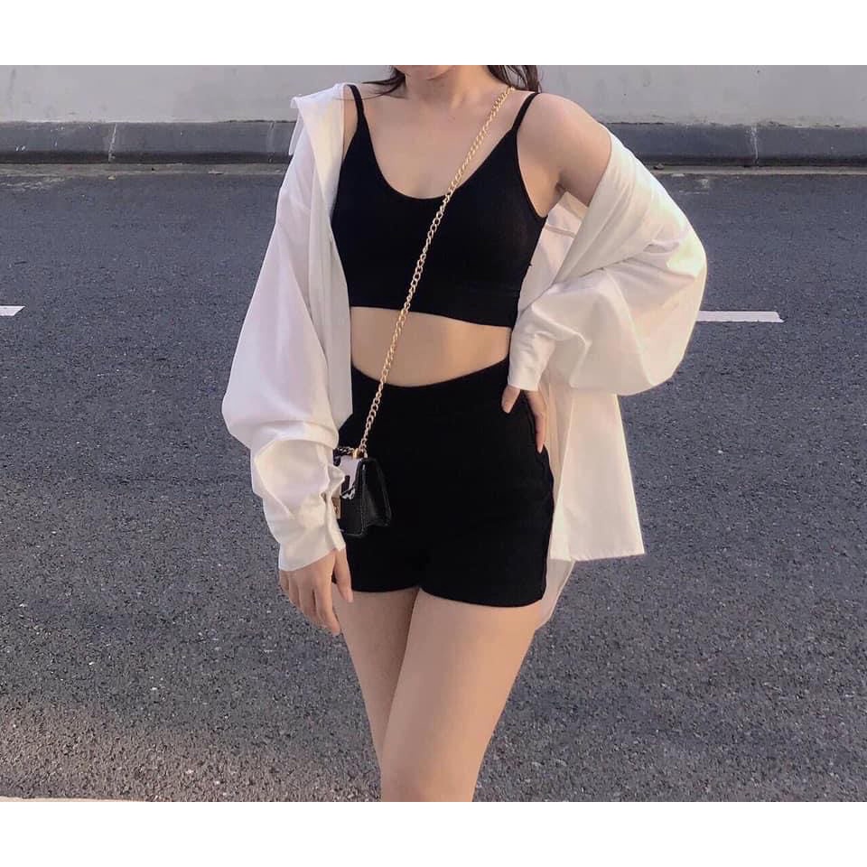 Quần shorts nữ_ Quần Knit Shorts Trendy dáng ngắn ôm đùi cá tính năng động