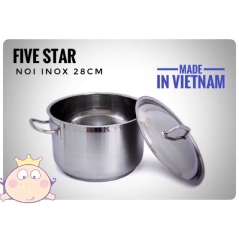 [Siêu Hot] Nồi Luộc Gà Fivestar Size 28cm, 3 Đáy, Inox 430, Bền Đẹp Sáng Bóng