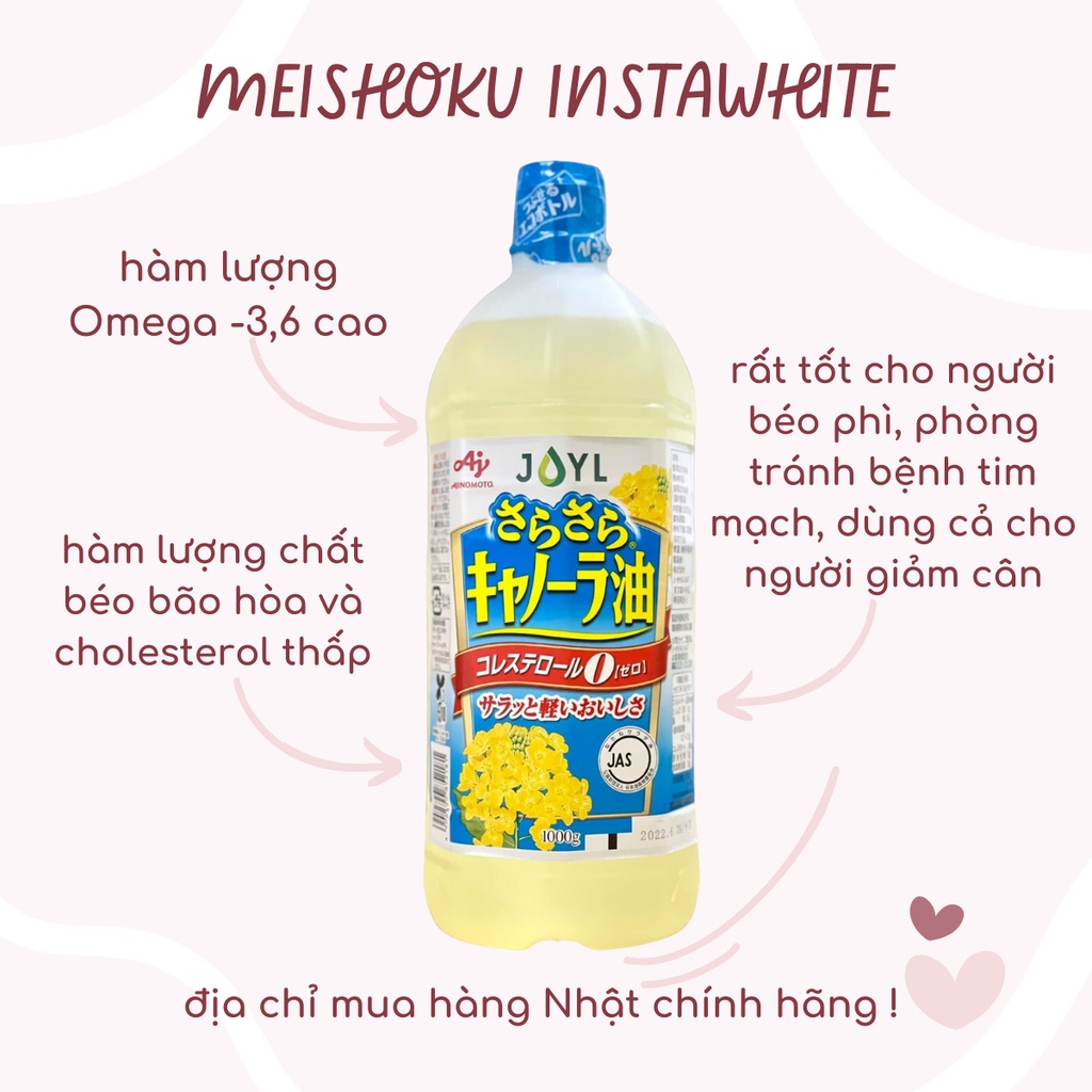 Dầu ăn hoa cải ajinomoto Nhật Bản 1000ml meishoku