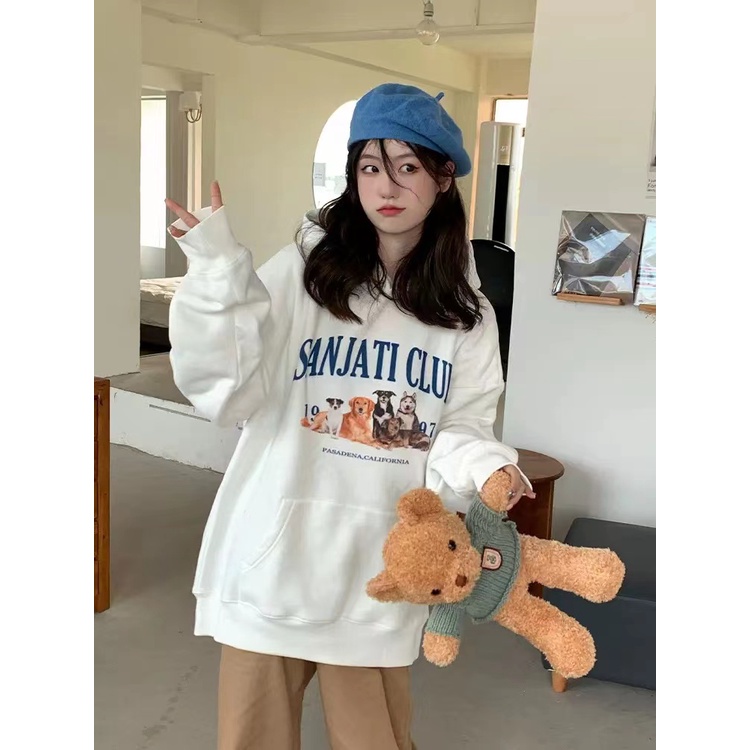 NRVP Áo Hoodie Tay Dài Oversize In Họa Tiết Phong Cách Hàn Quốc Kiểu Mới Cho Nam / Nữ