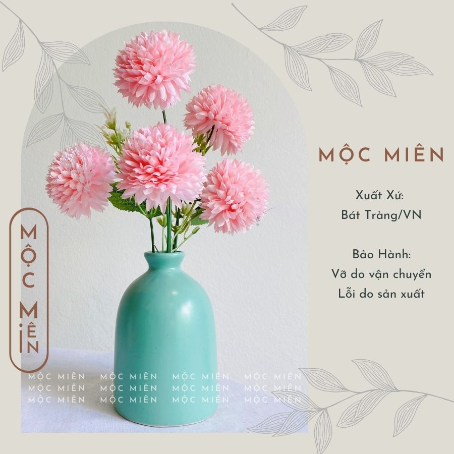 Lọ hoa mini decor màu Pastel Xanh Mint, Xanh Dương, Xanh Ngọc, gommocmien bình gốm sứ Bát Tràng