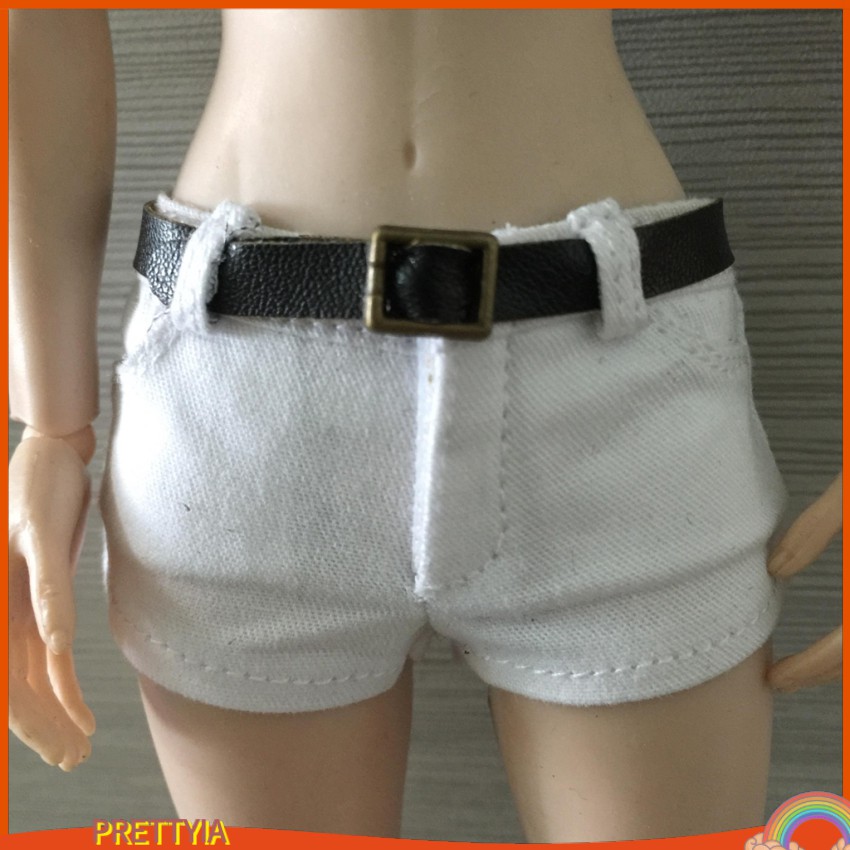 Quần Short Jean Màu Trắng Kèm Thắt Lưng Cho Mô Hình Nữ 12 "tỉ Lệ 1 / 6