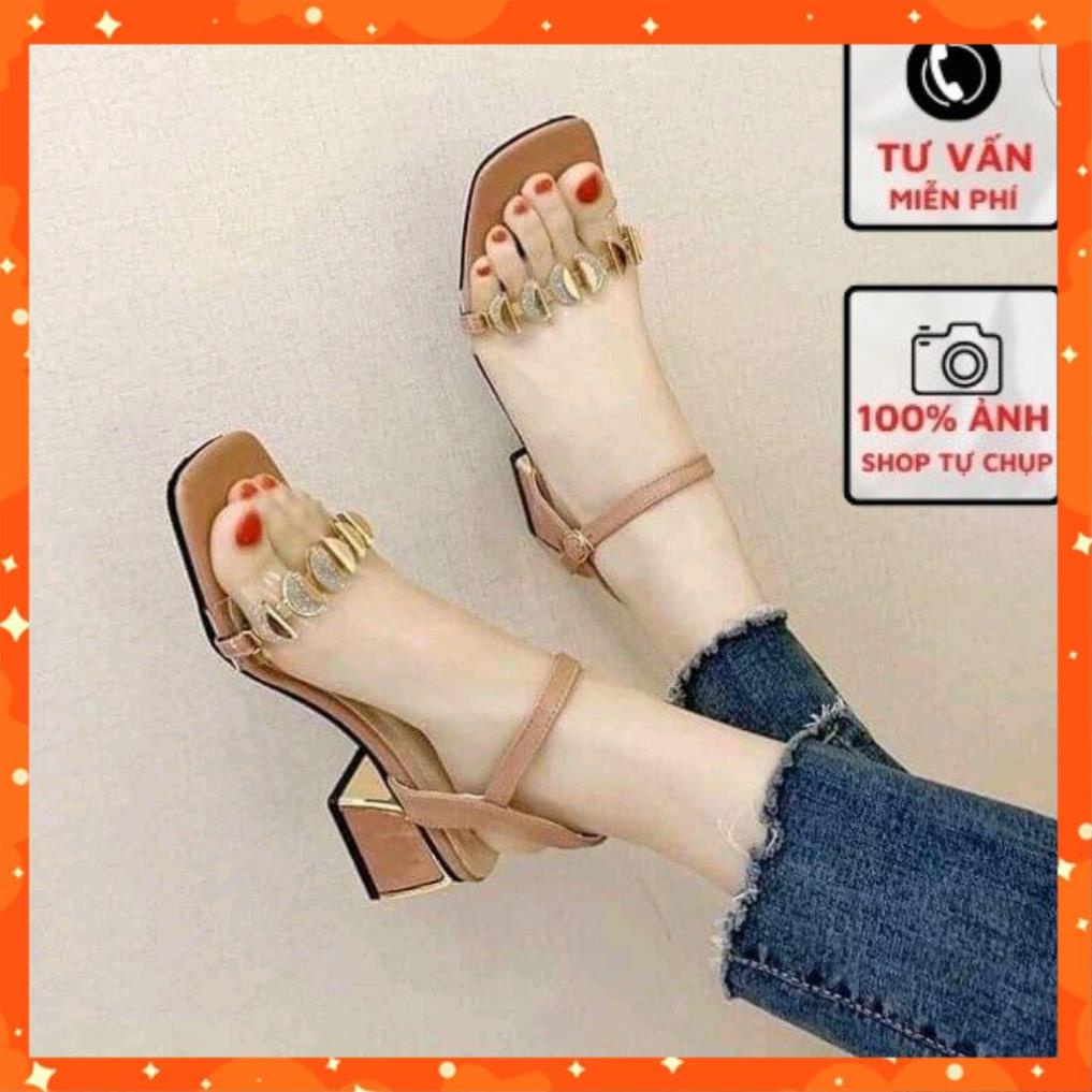 Sandal Cao Gót Nữ 5P Quai Đính Đá Xinh Mã N3 !!