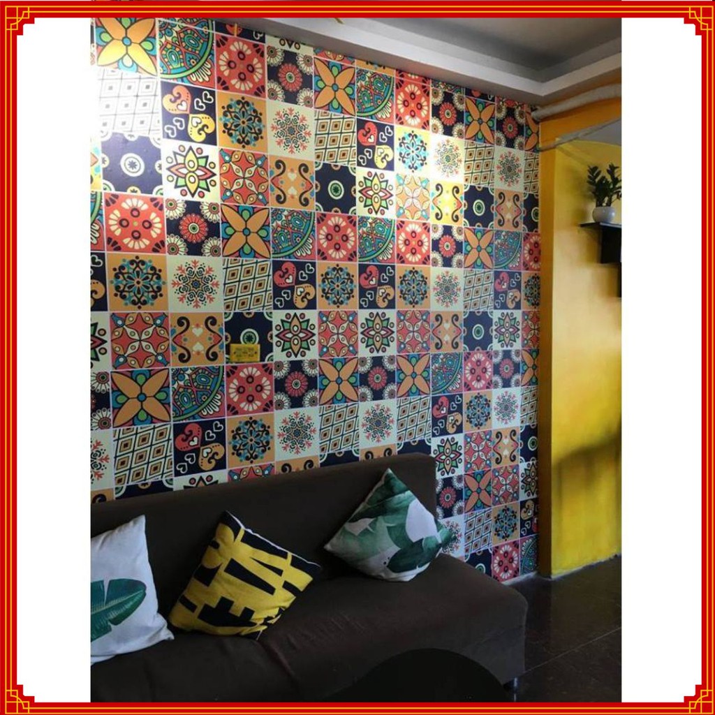 Tấm decal gạch bông trang trí. Kích thước: Dài 1m, rộng 0.6m (0.6m vuông/tấm) | BigBuy360 - bigbuy360.vn