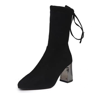 Bốt lửng gót bạc buộc dây sau hot hit
