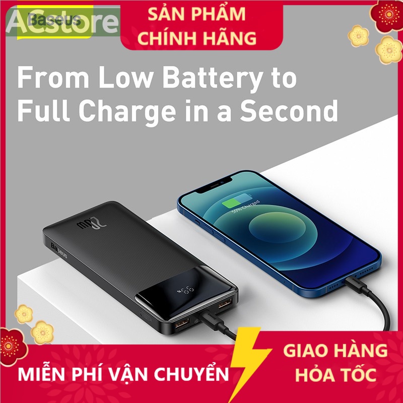 Pin dự phòng sạc nhanh Baseus Bipow Pin Sạc Dự Phòng Baseus công suất 20W/15W , dung lượng 10000/20000  ACstore