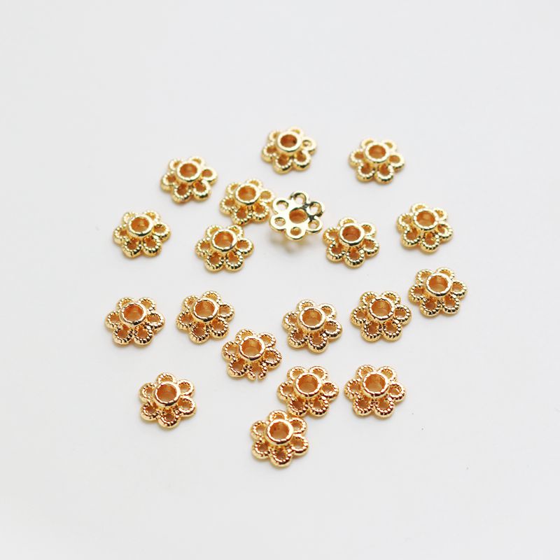 Set 50 Phụ Kiện 14 Lỗ Hình Hoa Bằng Đồng 7mm Dùng Trang Trí Giá Đỡ