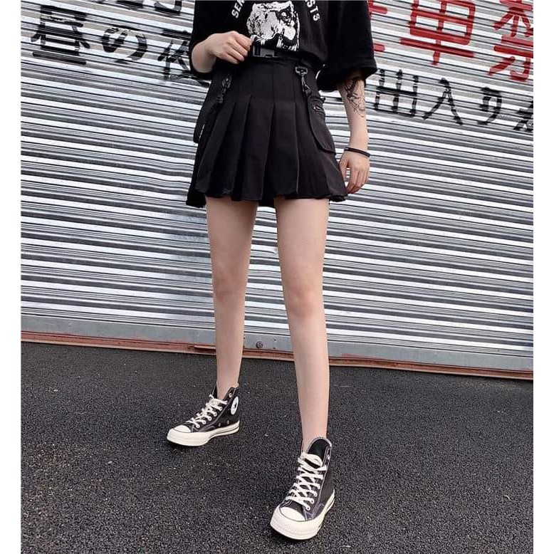 [Kèm hình thật] Chân váy tennis váy xếp li đen có dây kéo cryaotic10 | BigBuy360 - bigbuy360.vn
