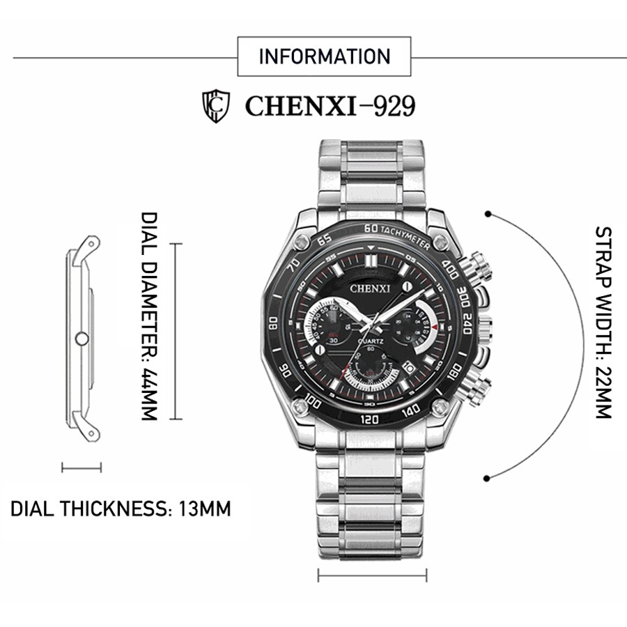 Đồng Hồ Đeo Tay Chexi Chống Thấm Nước Bằng Thép Không Gỉ Sang Trọng Cho Nam