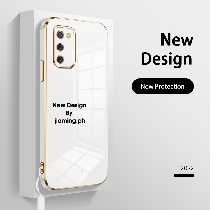 Ốp Điện Thoại Mềm Màu Kẹo Mạ Viền Sang Trọng Kèm Dây Đeo Dành Cho Samsung Galaxy A03S 2022
