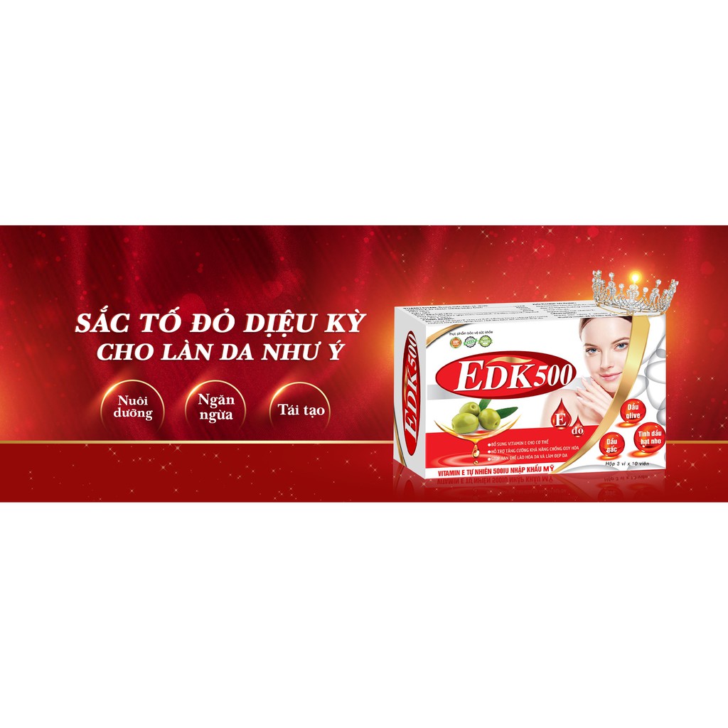 Viên Uống Bổ Sung Vitamin E Dân Khang Giúp Tăng Cường Chống Oxy Hóa, Trẻ Hóa Và Làm Đẹp Da EDK500