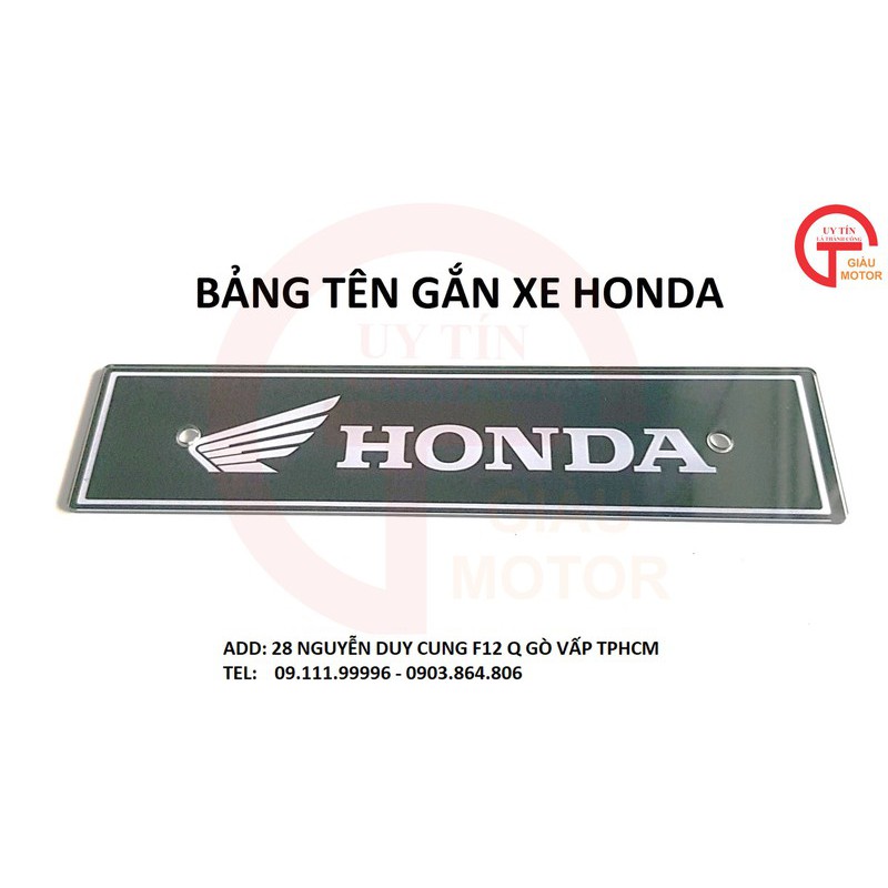 [GIÁ SỐC] BẢNG TÊN BẮNG MICA GẮN CHO XE HONDA MÀU ĐEN ,TINH SẢO